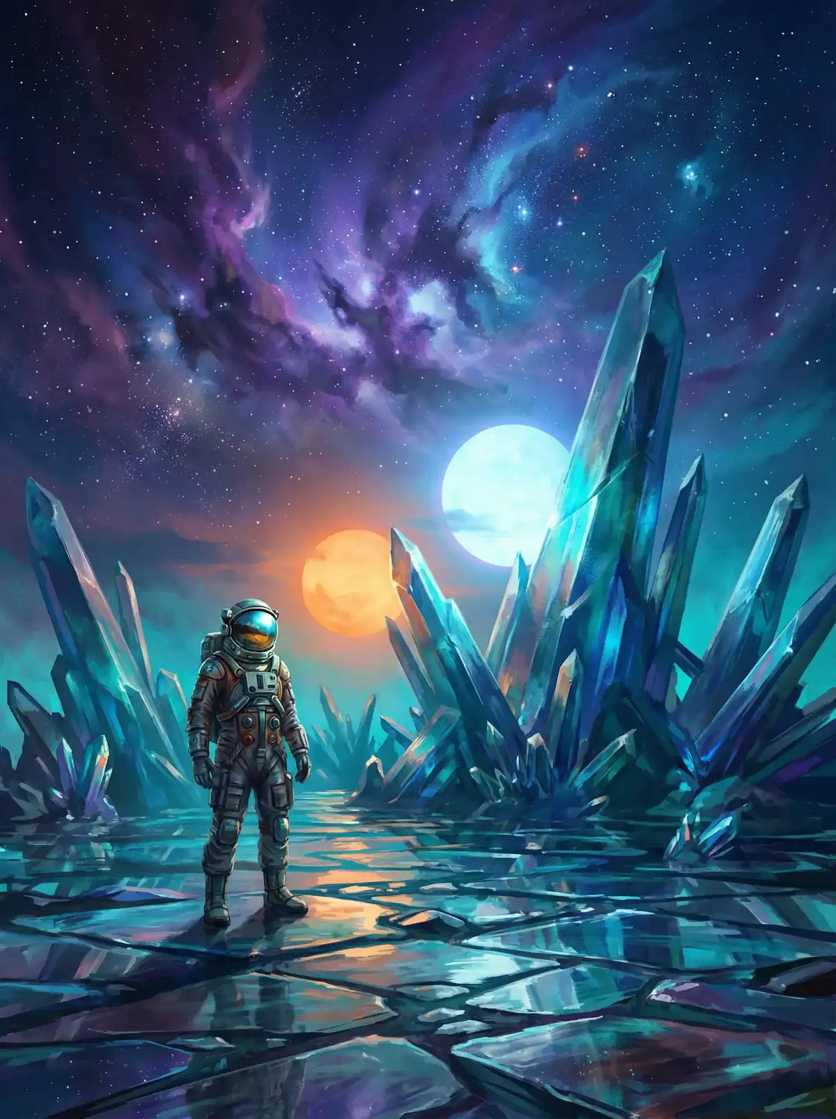 免费黄色软件 - 异星探索者在结晶星球表面行走